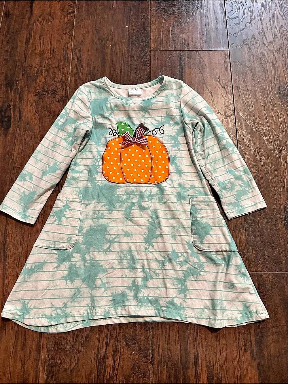 Kids Green Tie-Dye Pumpkin Dress